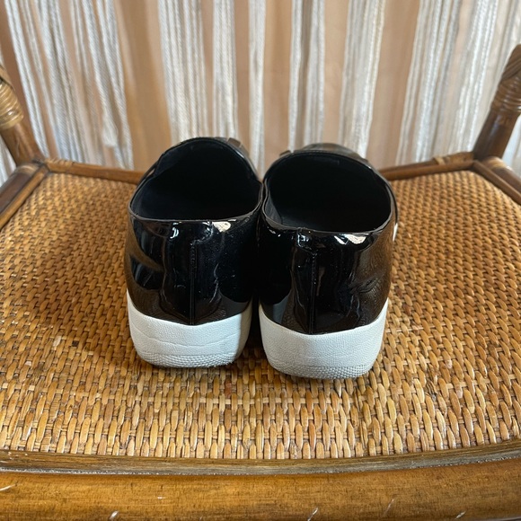 FitFlop Sneakerloafer Black/White Loafers fringey patent size 10 - Picture 7 of 12